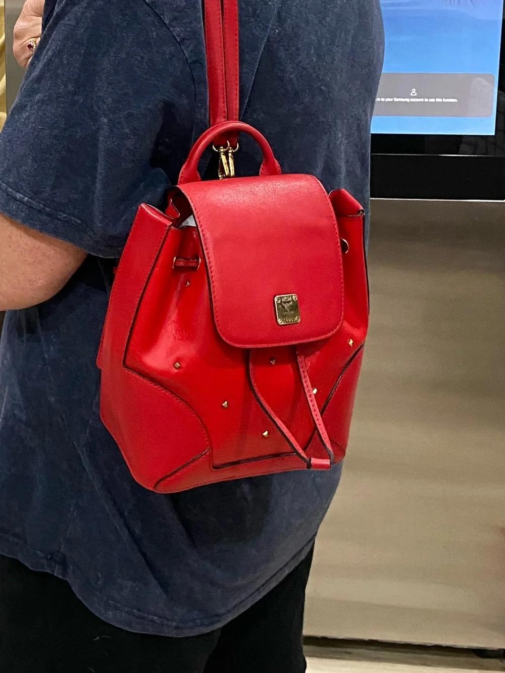 MCM Claudia Studded Drawstring Backpack